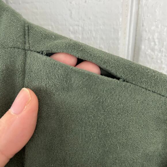 Blank NYC Women Green Suede Long Sleeve Jacket Fairy Boho Grunge Size Medium - Picture 9 of 11